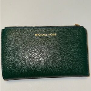 Michael Kors Dark Green Wallet with Gold Accents